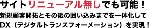 サイトリニューアル無しでも可能！新規顧客開拓とその後の囲い込みまでを一体化してDX（デジタルトランスフォーメーション）を実現！